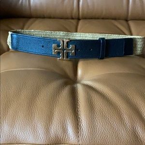 Tory Burch leather and woven belt